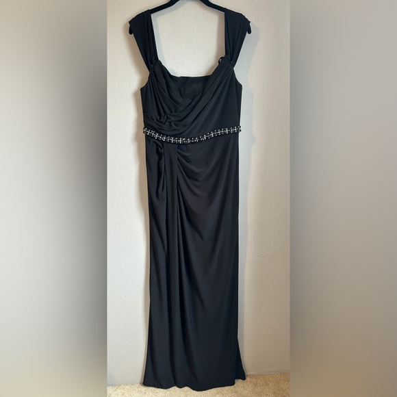 Adrianna Papell Dresses & Skirts - NWOT Adrianna Papell Black  Embellished Pleated Off the shoulder Gown. SIZE 12